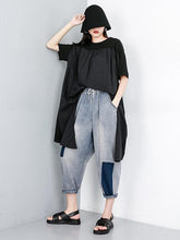 Solid Asymmetric Round-neck T-Shirt